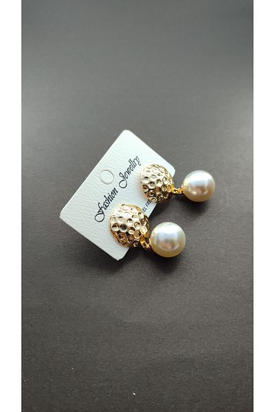 Candy Pearl Dangle Round Patterned Earrings