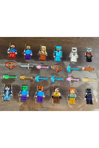 TukaShopping MİNECRAFT FİGÜR SET 24 PARÇA MINECRAFT FİGÜRLERİ KAZMA KÜREK BAL...