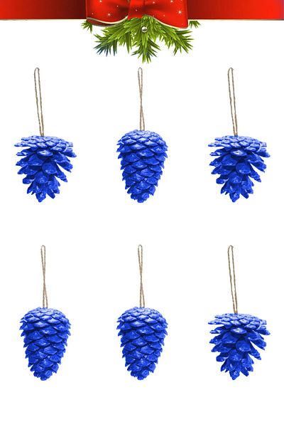 Tepaxi 2026 Christmas Tree Ornament Silver Pine Cone Set of 6