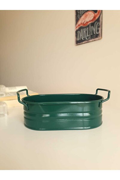 Panoramas Home Bread Bowl Green Decorative Bread Basket Durable Galvanized