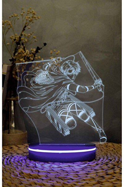 Yubi Design Levi Ackerman , Attack on Titan - 3 boyutlu led lamba 16 renk dek...