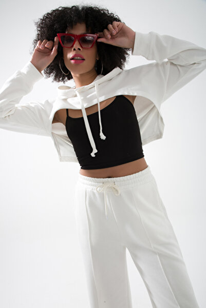 muub's MuuB's 3 Thread Unsharped μακρυμάνικο μπροστινό μέρος με βαθύ λαιμό Super Crop Sweat