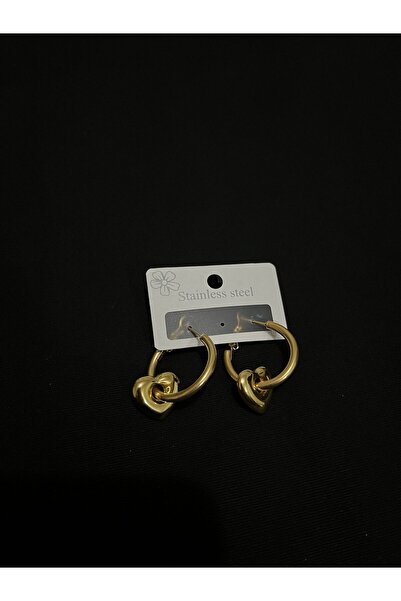 stainless steell Kalp Desenli Çelik Küpe