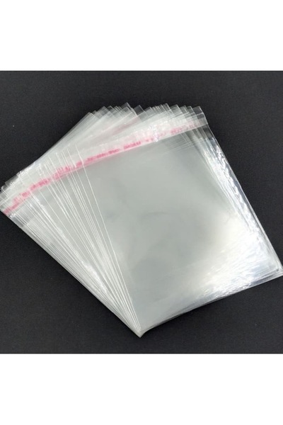BossPack Şeffaf Bantlı (20x25 Cm) Parlak Jelatin Poşet (100 Adet) - Şeffaf Hediye Poşeti