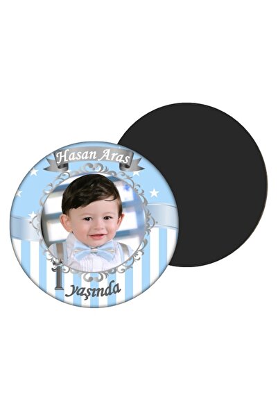 Elara Tasarım 1 Yaş Kişiye Özel Doğum Günü Magnet Hediye 7 cm 16 Adet Poşetli