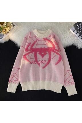Gofeel Day Light Y2K Streetwear Spider Web Oversize Unisex Krem Kazak