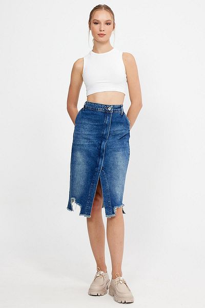 ALEXANDERGARDI COLECȚIE SPECIALĂ Fustă DIN DENIM DETALATĂ DECALIATĂ (2015)
