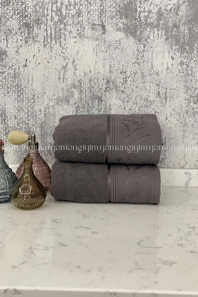 Özdilek Ditsy Hand-Face Towel 2 Pieces-Anthracite