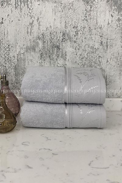 Özdilek Ditsy Hand-Face Towel 2 Pieces - Gray