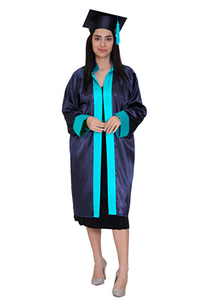Mezuniyetshop Випускна шапка та мантія середньої школи темно-синього бірюзово...