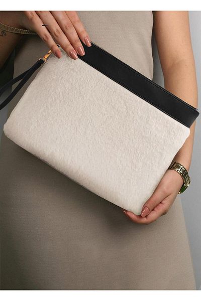 The Mia Plush Clutch Bag White 26x33 Cm
