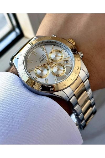 Ferrucci Men's Multifunctional Metal Band Wristwatch
