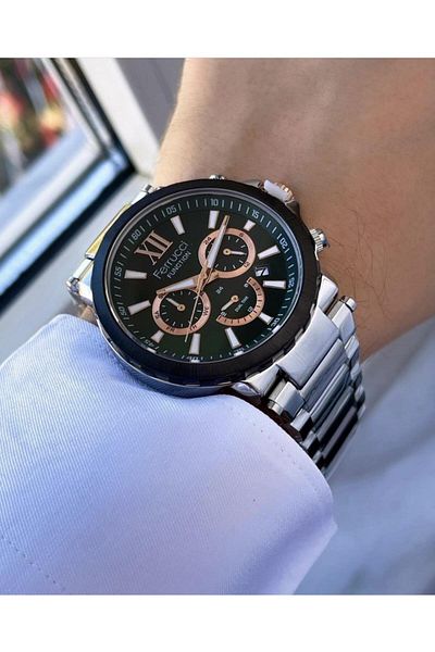 Ferrucci Men's Multifunctional Metal Band Wristwatch