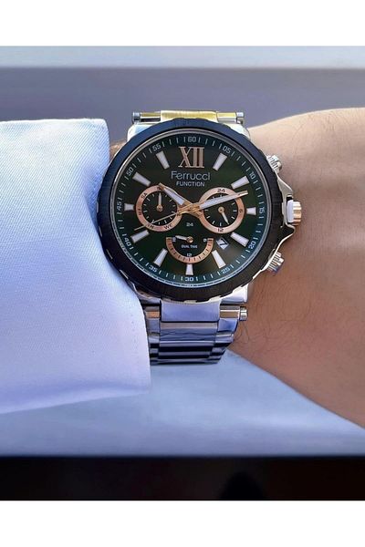 Ferrucci Men's Multifunctional Metal Band Wristwatch
