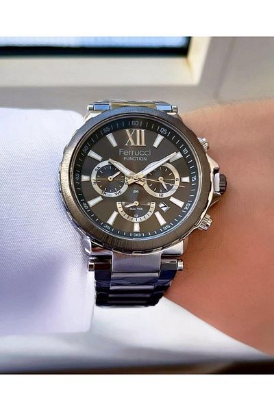 Ferrucci Men's Multifunctional Metal Band Wristwatch