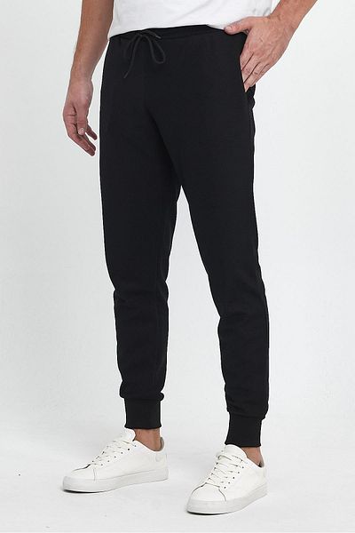 FİHA Ανδρικό παντελόνι από πολυεστέρα Pica Ribbed Sweatpants - Μαύρο