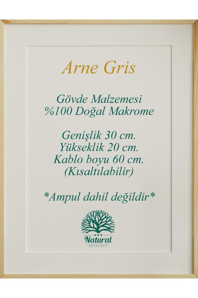 YUTEDEKOR Arne Gri Avize, Salon Avize, Yatak odası avize, Çocuk Odası Avize, Bohem avize