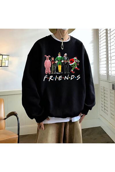 Gofeel Φούτερ Day Light Friends Χριστουγεννιάτικο εμπριμέ μαύρο Unisex Oversize Crew Neck