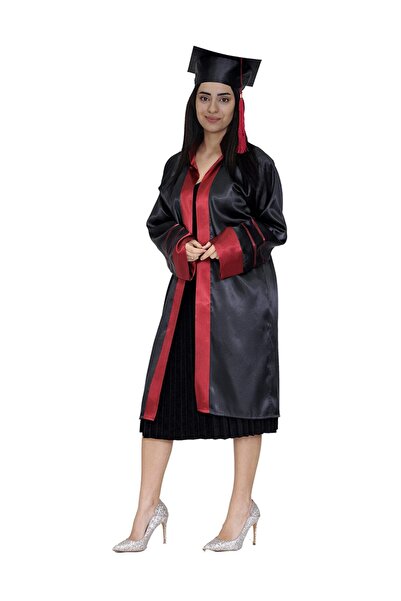 Mezuniyetshop Șapcă Căciulă Universitatea Negru Bordeaux cu dungi