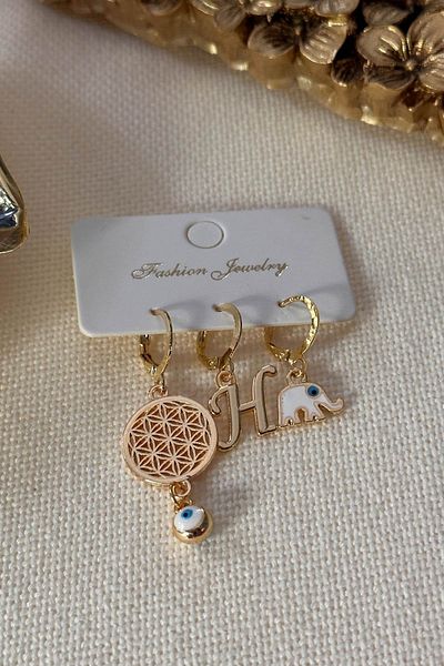 Trendy Butik مجموعة أقراط على شكل فيل ونموذج حياة قابلة للاختيار