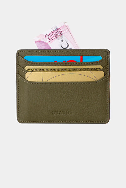 Grande 3633 Genuine Leather Super Thin Women Men Card Holder Green