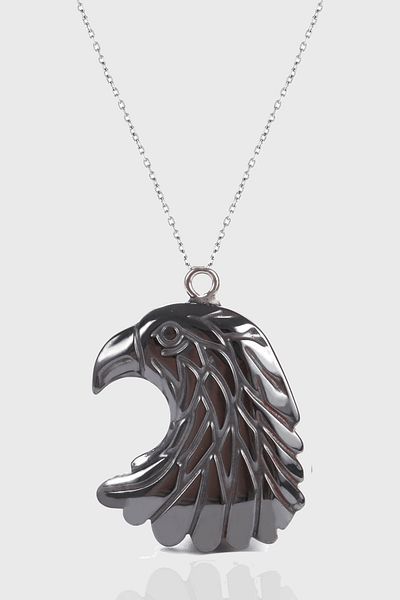 Tesbih Atölyesi Certified AAA+ Eagle Model Natural Stone Hematite Stone Necklace