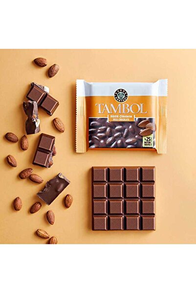 Kahve Dünyası Tambol Tam Bademli Sütlü Tablet Çikolata 77 g (2 PAKET)