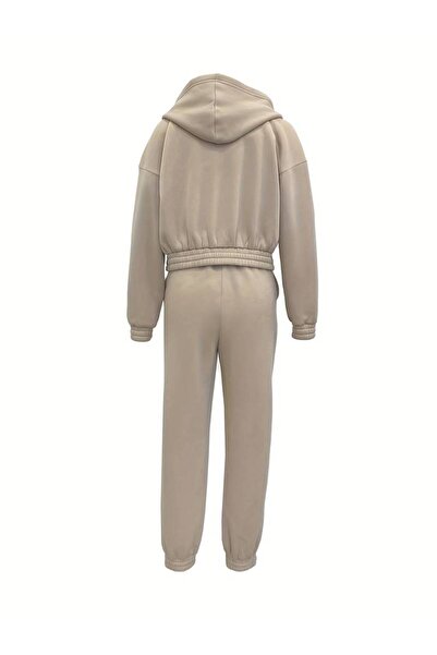 Keywest Női egyszínű, nyomatlan, túlméretezett, 3 szálas kardigán tréningruha szett