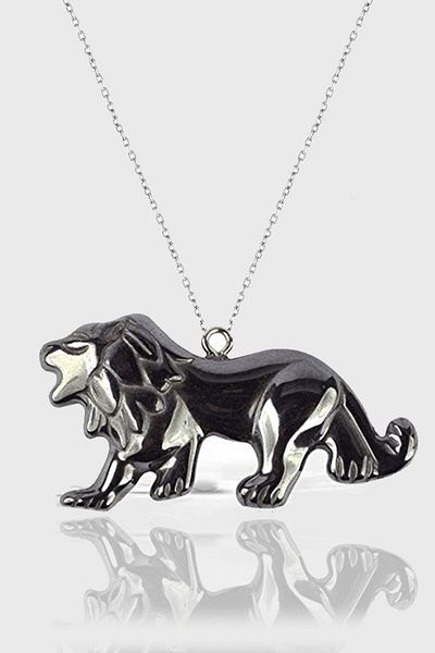 Tesbih Atölyesi Certified AAA+ Lion Model Natural Stone Hematite Stone Necklace