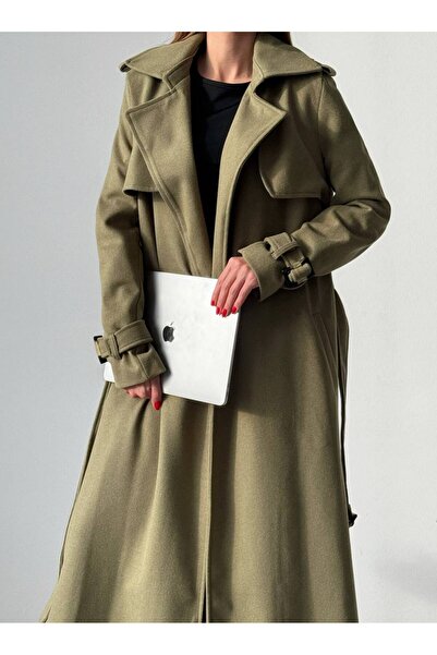 hillone Svrchní kabát s dlouhým páskem