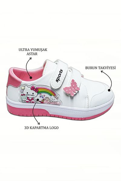 welissa Pantofi sport pentru copii alb roz cu velcro