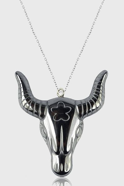 Tesbih Atölyesi Certified AAA+ Bull Head Model Natural Stone Hematite Stone Necklace