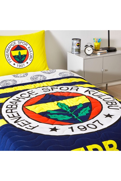 Taç Fenerbahçe Lisanslı Stripe Tek Kişilik Yatak Örtüsü + Yastık Kılıfı