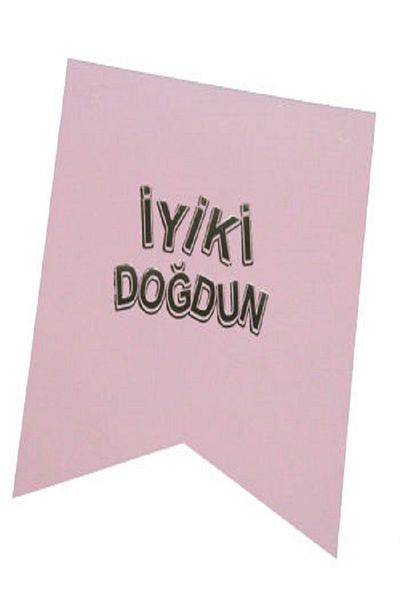 Kazanabil HAPPY BIRTHDAY SILVER LETTERS CARDBOARD FLAG SET PINK