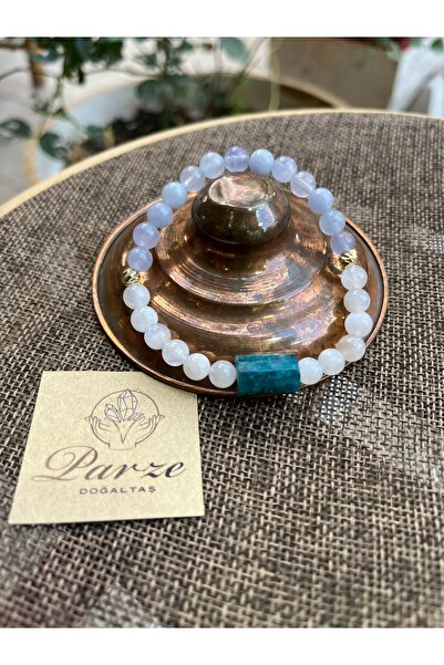 parze doğaltaş Aytaşı&Aquamarine ve Apatit Bileklik