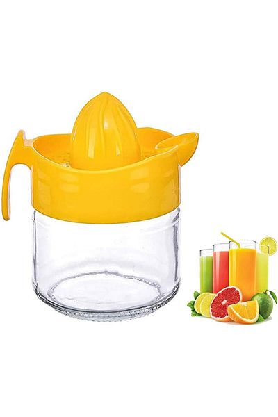 EbruliHomeArt Glass Lemon Citrus Juicer with Chamber 400 ML Yellow