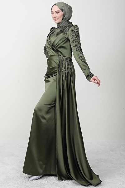 Giza Giyim Asian Hijab Evening Dress Khaki