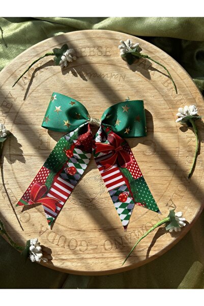 MeloKids Christmas christmas theme gilded red green ribbon clip buckle