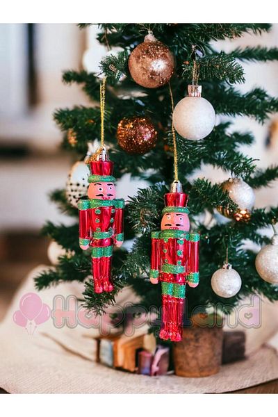 Happyland Christmas Pine Tree Ornament 2 Pieces Nutcracker Hanging Ornament Christmas Tree Ornament Nutcracker 13 cm