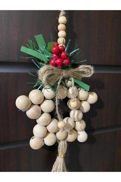 TASARİMECRN Yılbaşı Kapı Süsü Dekor Ürünleri Ahşap Yıldız Duvar Süsü Kapı Süsü Hediyelik