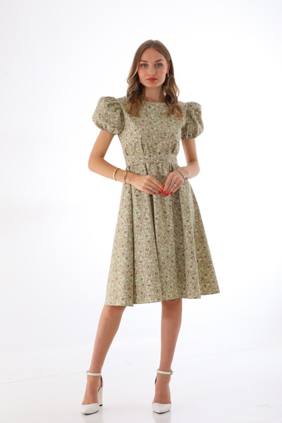 Moda Lippa Φόρεμα με λουλούδια με πράσινο φιστίκι