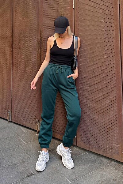 C&C OKULCUNUZ بنطال رياضي نسائي عالي الخصر مع حزام خصر مطاطي