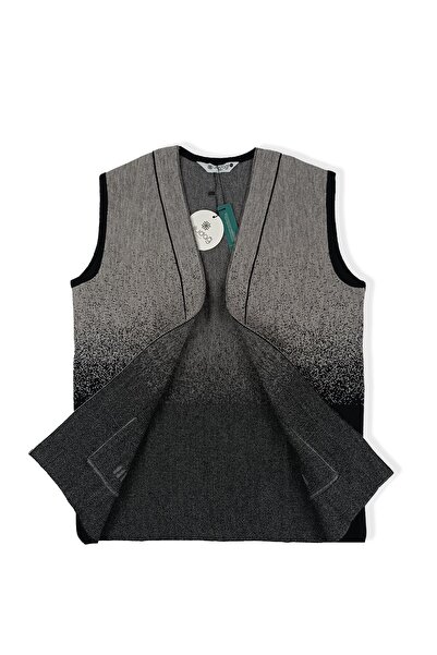 Uludağ Triko Жіночий чорний візоновий сезонний в'язаний жилет з кишенями