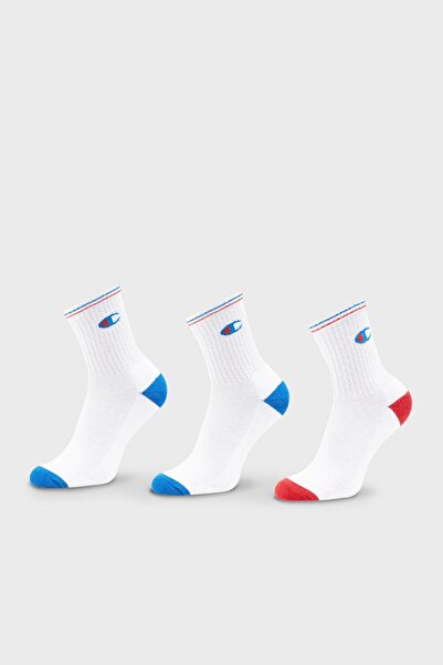 Champion Logolu Pamuklu 3 Pack Çorap Unisex ÇORAP U20013 WHT/WHT/WHT WW001