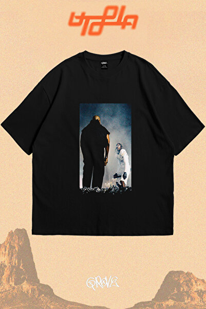 Grove Fashion Tricou oversize unisex cu imprimeu Date Travis Scott