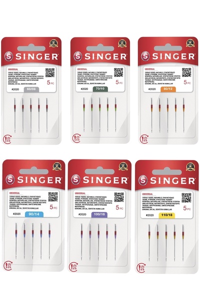 SİNGER Ev Tipi Dikiş Makine İğneleri Tüm Numaralar (6 Paket)