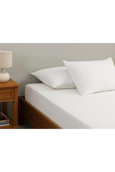 sethome collection طقم ملاءات جاهزة من الساتان الأبيض العادي 3 مقاسات مختلفة