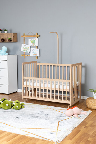 Bamgidoo Ahşap Beşik Anne Yanı Beşik Organik 60x120 - Uyku Setsiz Tek Yataklı