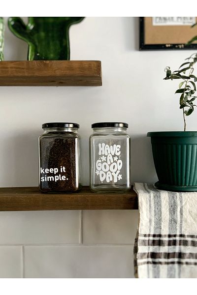 Atölye Merdiven 1000 Cc Glass 2-piece Food Coffee and Sugar Jar Set