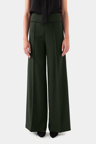 Just Like You Wide Leg Khaki Ribbed Trousers